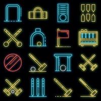 Croquet icons set vector neon