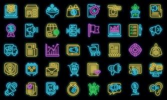 Promotion icons set outline vector. Price sale vector neon