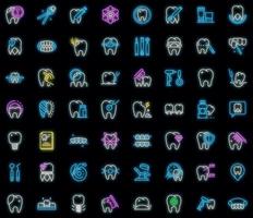 Tooth restoration icons set vector neon