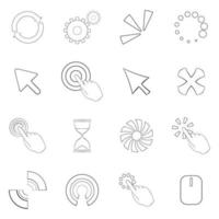 Click cursors icon set outline vector