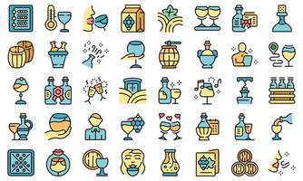 Sommelier party icons set vector flat