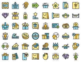 Customer loyalty program icons set vector flat