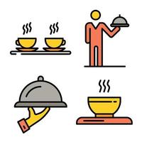 Waiter icons vector flat