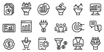 Conversion rate icons set, outline style vector