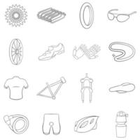 Bicycling icon set outline vector