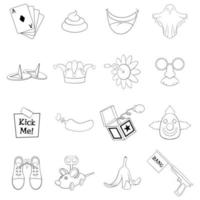 April fools day icon set outline vector