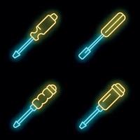 Screwdriver icons set vector neon