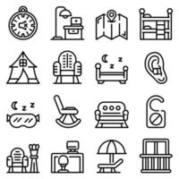 Quiet spaces icons set, outline style vector