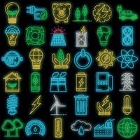 Energy saving icon set vector neon