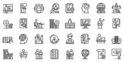 Internship icons set, outline style vector