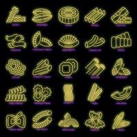 Pasta icon set vector neon