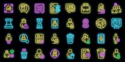 Delete user icons set vector neon