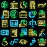 Accounting day icon set vector neon