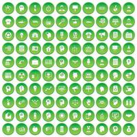 100 idea icons set green circle vector