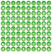 100 iconos de idea establecer círculo verde vector