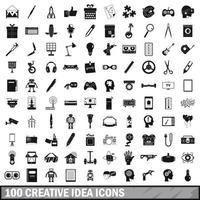 100 creative idea icons set, simple style vector