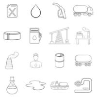esquema de conjunto de iconos industriales de aceite vector