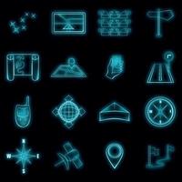 Navigation icons set vector neon