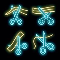 Launch event icons set vector neon