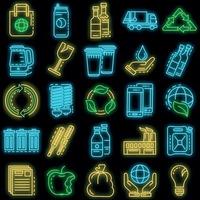 recicla icono conjunto vector neón