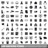 100 iconos de piratería, estilo simple vector