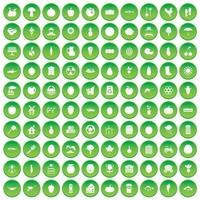 100 viral marketing icons set green circle vector