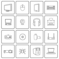 conjunto de iconos de computadora contorno vectorial vector