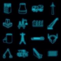 Industry icons set vector neon