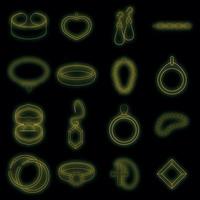 conjunto de iconos de artículos de joyería neón vectorial vector