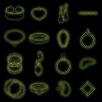 Jewelry items icons set vector neon