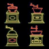 Coffee grinder icons set vector neon