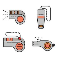 Whistle icon set line color vector