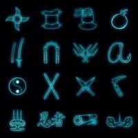 conjunto de iconos ninja neón vectorial