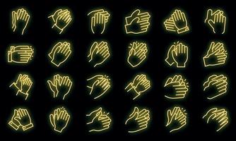 Handclap icons set vector neon