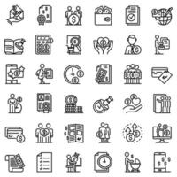 Allowance icons set, outline style vector