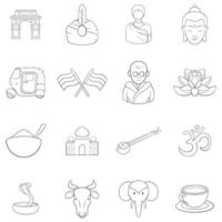 India icons set vector outline