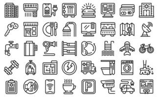 Facilities icons set outline vector. Hotel service vector