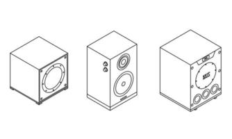 Stereo system icons set vector outine