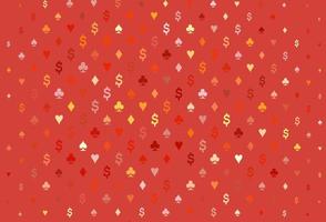 Light red, yellow vector cover with symbols of gamble.