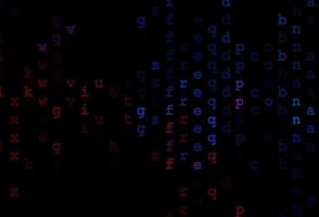 Dark blue, red vector pattern with ABC symbols.