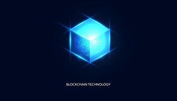 Abstract blockchain technology cryptocurrency and fintech square cube crypto operations Connect block, data transmission, new technology system, Vector illustration.