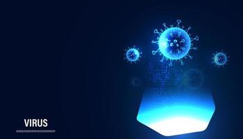 Abstract The discovery of new viruses, bacteria, germs on a blue background. vector