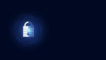 Abstract technology cyber security privacy information network concept padlock protection digital network internet link on hi tech blue future background vector