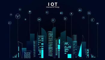 Abstract Internet of things Concept smart city 5G.IoT Internet of Things communication network Innovation Technology Concept Icon. Connect wireless devices and networking Innovation Technology. vector