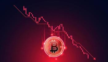 Bitcoin is in a downtrend image on the background, Decentralized Finance concept vector