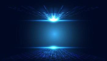 perspectiva de luz delantera abstracta sobre fondo azul espacio de alta tecnología moderno futurista digital vector