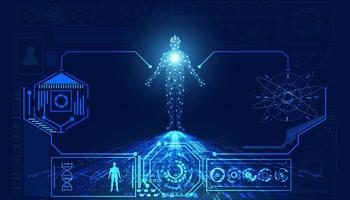 abstract technology futuristic concept of digital human body digital interface future design on hi tech background. vector