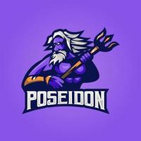 Poseidon mascot logo design vector with modern illustration concept style for badge, emblem and t-shirt printing. Poseidon illustration with trident for esport