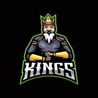 vector de diseño del logotipo de la mascota king esport con un estilo de concepto de ilustración moderno para la impresión de insignias, emblemas y camisetas