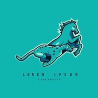 leopardo y caballo corriendo, ilustración de plantilla de vector de diseño de logotipo